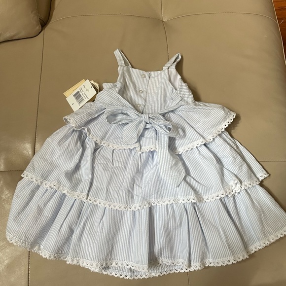 Laura Ashley London Seer sucker Blue and White Dress, Size 24 Months, NWT - Picture 4 of 5